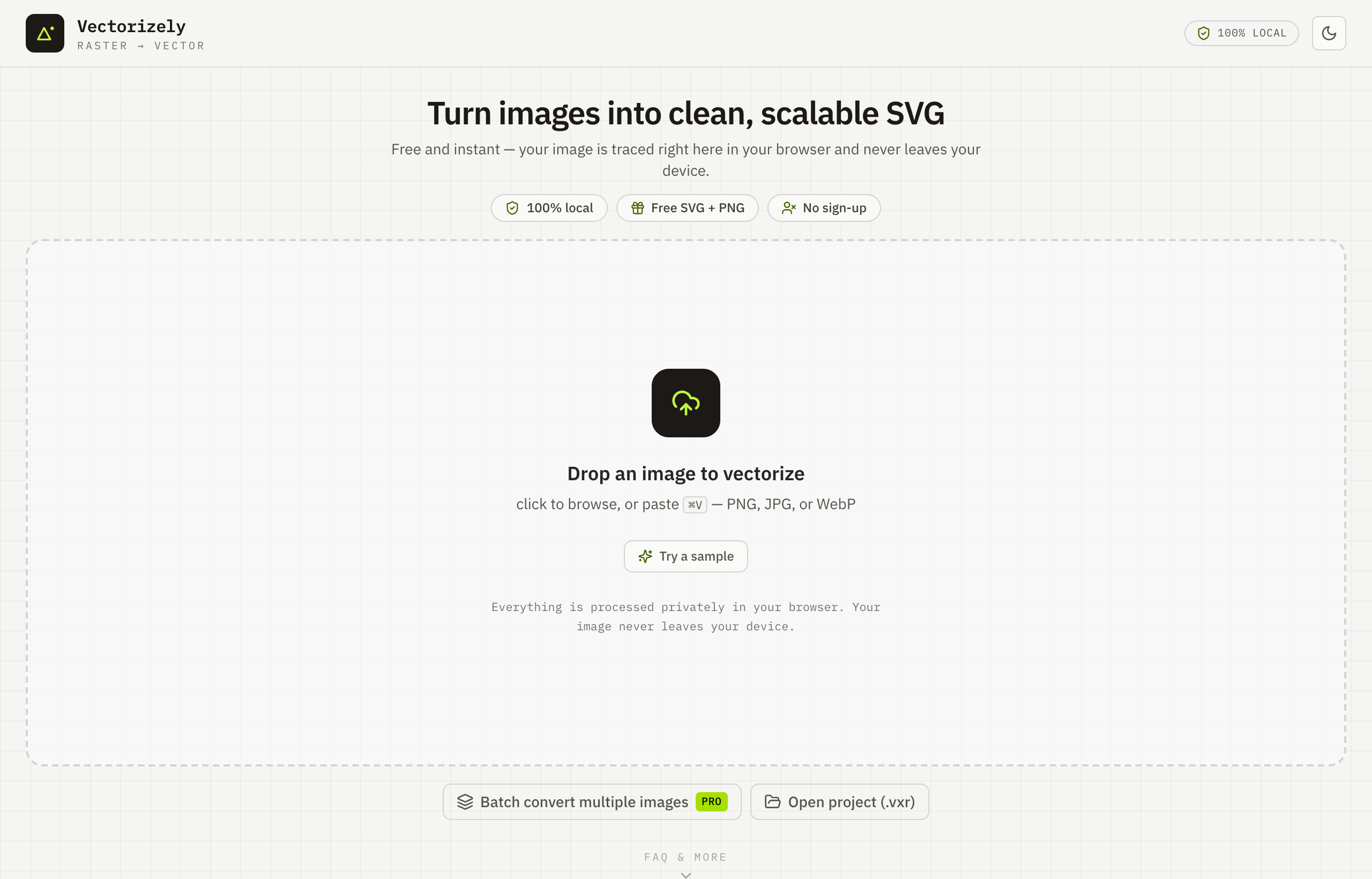 Open Vectorizely in your browser — there's nothing to install.